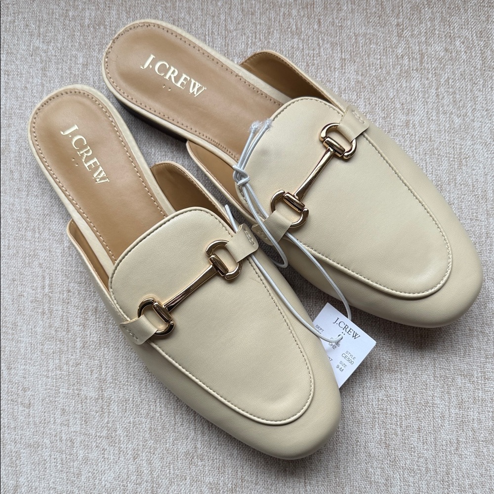 J. Crew Women's Cream Mules with Gold Accent - Picture 2 of 5